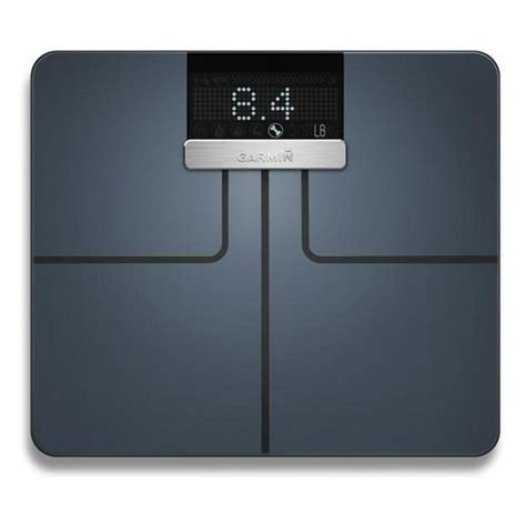 Diagrama del cuerpo humano mostrando los diferentes componentes medibles por la báscula Garmin Index S2: peso, IMC, porcentaje de agua, porcentaje de grasa corporal, masa muscular y masa ósea.