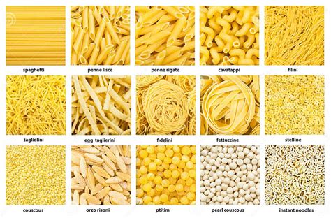 Comparación visual entre diferentes tipos de fideos (trigo duro, arroz, cristal) y sus texturas.