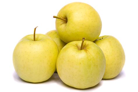 Ilustración de una manzana Golden con su característico color amarillo dorado y forma redondeada.