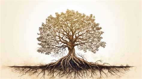 Ilustración de un árbol con raíces profundas, representando la conexión del hígado con la tierra y la estabilidad