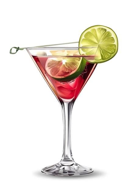 Ilustración de un Cosmopolitan clásico con una rodaja de lima.