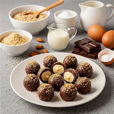 Ingredientes principales de los bombones de almendra, destacando la almendra y la cobertura.
