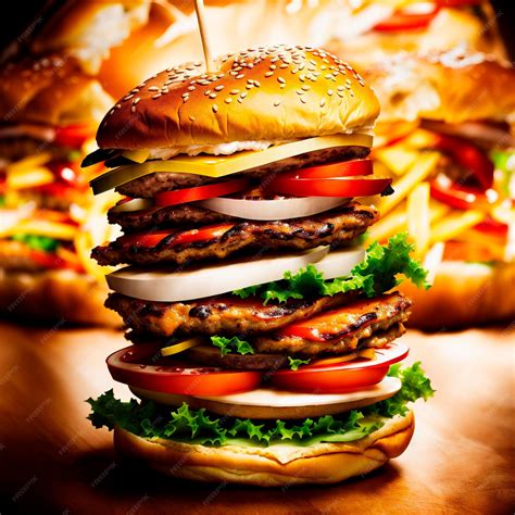 Imagen de una hamburguesa grande y apetitosa, representando la receta de 1.000 calorías.