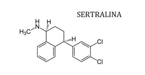 Ilustración detallada de la estructura molecular de la sertralina y el alprazolam