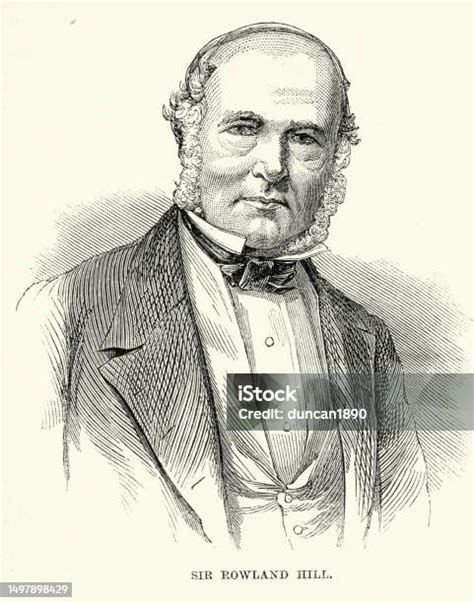 Ilustración conceptual de Rowland Hill y una carta antigua