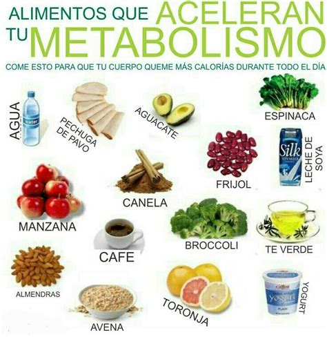 tabla comparativa de alimentos que aceleran el metabolismo y sus principales componentes
