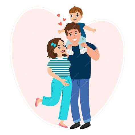 Ilustración de una familia con énfasis en la salud paterna y materna.