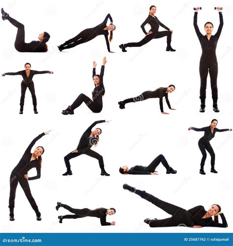 Collage de imágenes mostrando la ejecución de diversos ejercicios de fuerza y cardio.