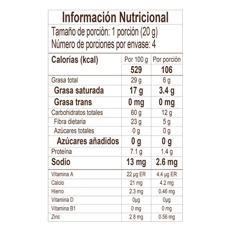 Foto de un paquete de Huesitos mostrando información nutricional.