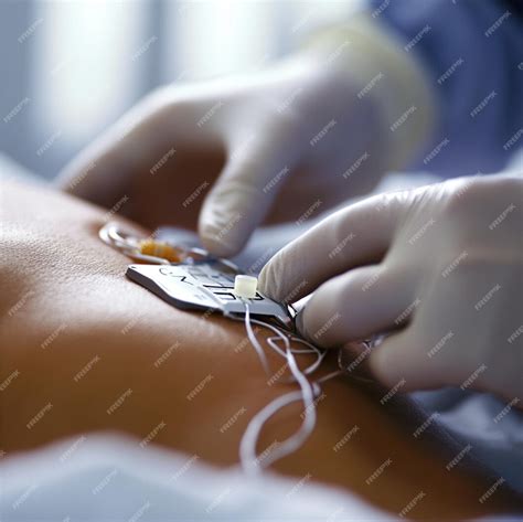 Primer plano de un electrodo humedecido y colocado sobre un grupo muscular.