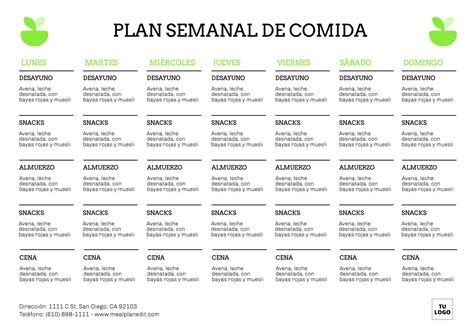 infografía con ejemplos de planificación semanal de comidas y lista de la compra