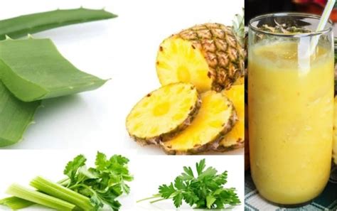 imagen de los ingredientes frescos para un batido de piña y apio