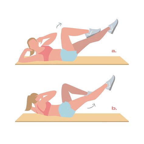 Ilustración detallada de la posición inicial y final del ejercicio abdominal de mariposa.