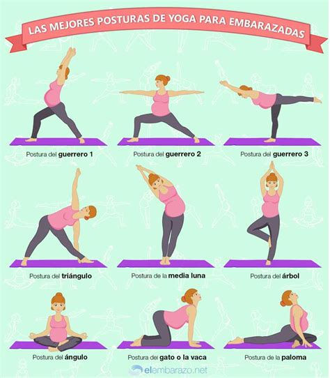 Infografía con variaciones de posturas de yoga comunes para personas con sobrepeso.