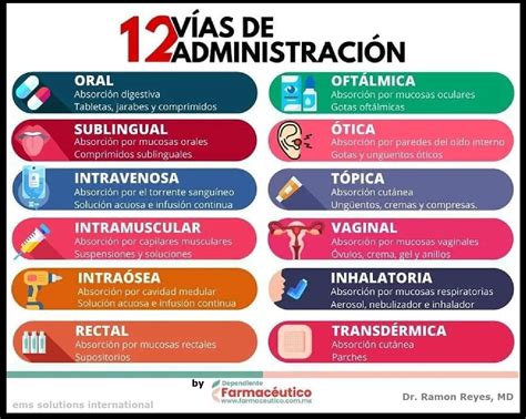 Diagrama mostrando las diferentes vías de administración de medicamentos, con énfasis en la vía oral y sus variantes sublingual y bucal