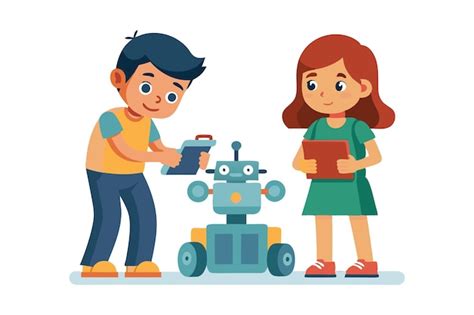 Ilustración de un niño interactuando felizmente con un robot Pleo en un entorno hospitalario