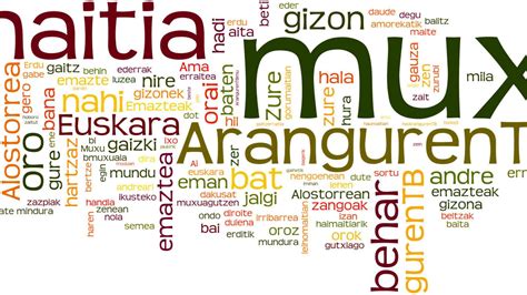Diseño gráfico con algunas palabras bonitas en euskera y su significado en español.