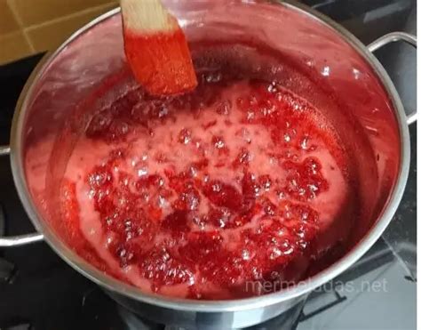 Proceso de cocción de la mermelada de zarzamora en una olla.