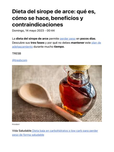 Infografía comparativa: dieta equilibrada vs. dieta del sirope de arce, resaltando la falta de nutrientes en esta última.