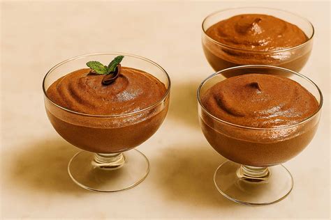 Fotografía de la Mousse de Chocolate Keto servida en copas