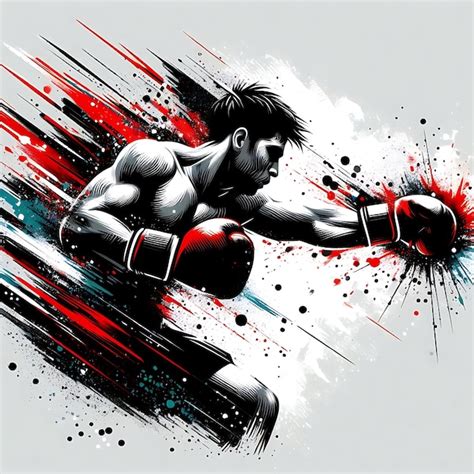Ilustración de un boxeador en acción, mostrando la intensidad del movimiento.