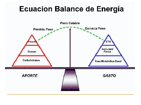 Diagrama explicando el balance energético: calorías consumidas vs. calorías gastadas