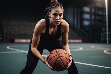 Niña jugando baloncesto en una cancha