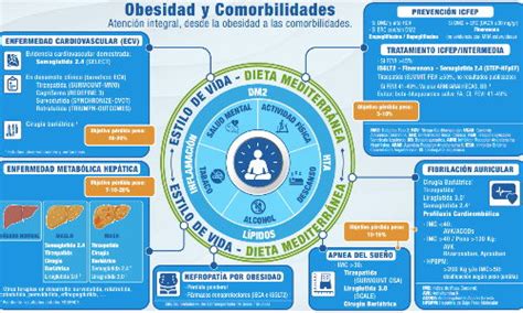 Infografía que muestra las principales comorbilidades asociadas a la obesidad.