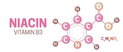 infografía detallando la estructura química de la niacina y sus dos formas principales: ácido nicotínico y nicotinamida