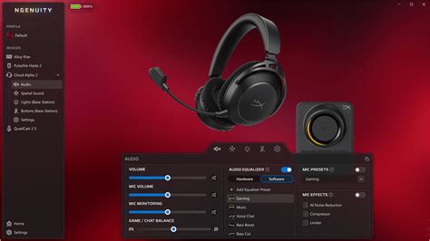 Interfaz del software HyperX Ngenuity para ajustes de audio