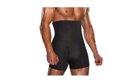 Infografía detallando las zonas de compresión de un calzoncillo faja reductora masculino.