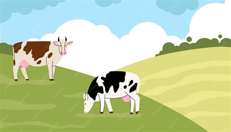 Ilustración de un vacuno pastando en un campo verde.