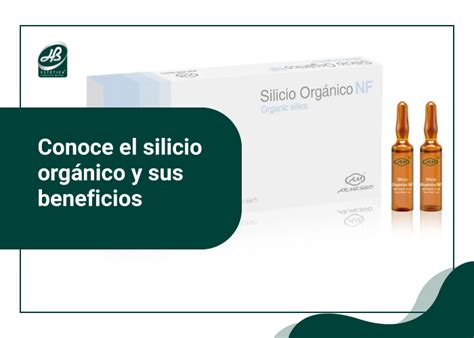 Infografía detallando los beneficios del silicio orgánico para la piel, mostrando antes y después de la aplicación en términos de elasticidad, hidratación y reducción de arrugas.