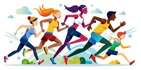 Ilustración de corredores estirando después de una carrera.