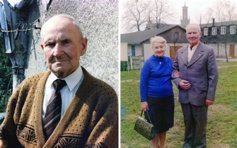 Franciszek Gajowniczek, el hombre al que Maximiliano Kolbe salvó la vida, junto a su esposa.