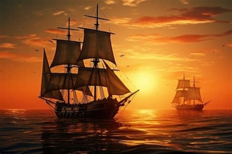 Ilustración de barcos mercantes árabes navegando en el Océano Índico.