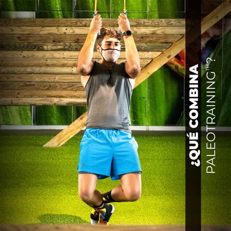 Infografía que compara el entrenamiento moderno con movimientos del paleotraining (reptar, trepar, cargar objetos)