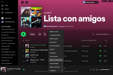 Interfaz de Clementine mostrando una lista de reproducción