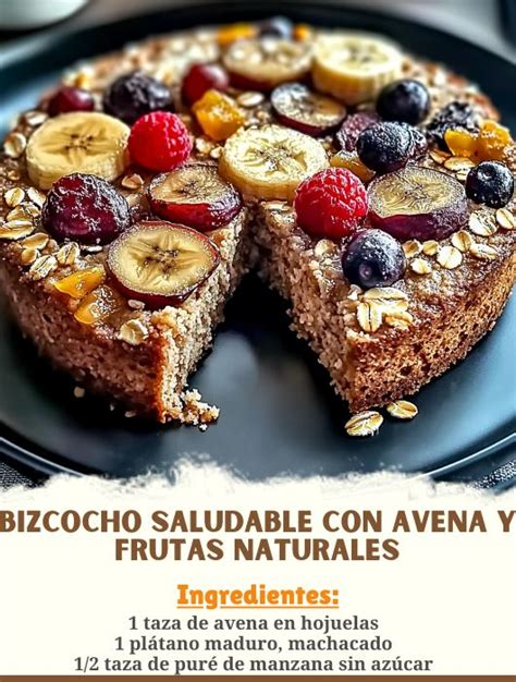 Ingredientes para bizcocho fit con avena y frutas