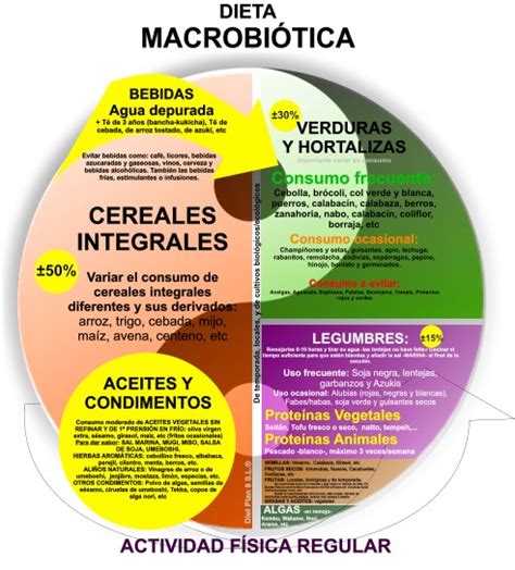 Infografía comparando los beneficios de la dieta macrobiótica con una dieta occidental estándar.