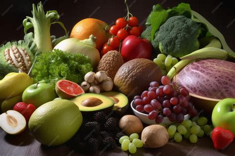 Ilustración de frutas, verduras y carnes magras, representando los alimentos permitidos en la dieta paleo.