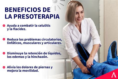 Infografía detallando los beneficios y modos de funcionamiento de la presoterapia.