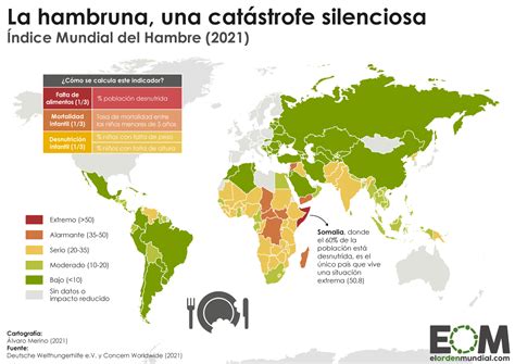 Mapa mundial resaltando las regiones con mayores índices de desnutrición infantil.