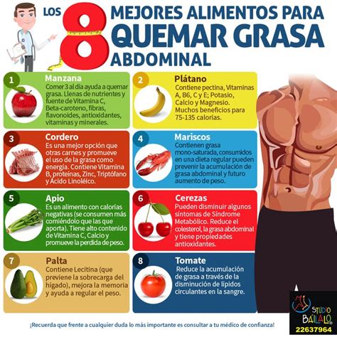 Infografía con los 10 consejos clave para reducir la grasa abdominal.