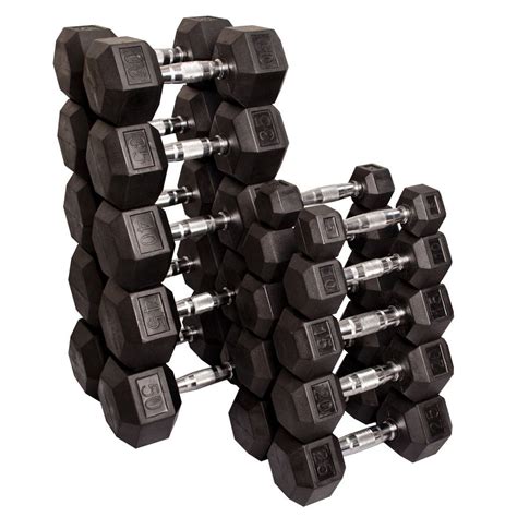 Ilustración de mancuernas de diferentes pesos y tamaños.