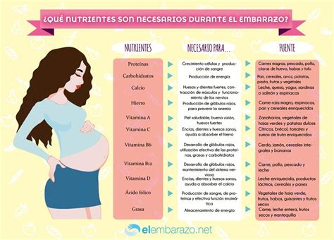 Infografía detallando los nutrientes clave en las vitaminas prenatales y sus funciones durante el embarazo.