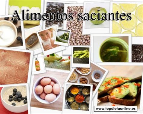 Collage de imágenes de los alimentos más saciantes mencionados.