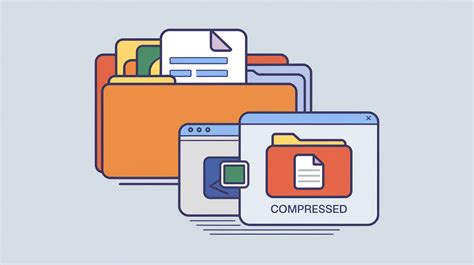 Ilustración comparativa de la interfaz de compresión en Windows, macOS y aplicaciones móviles.