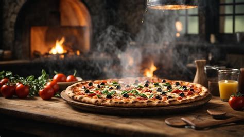 foto de una pizza integral con ingredientes saludables recién salida del horno