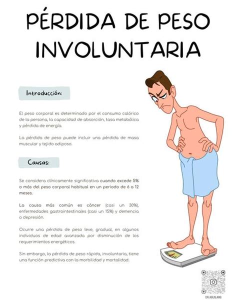 Gráfico que ilustra la definición y umbrales de pérdida de peso involuntaria.
